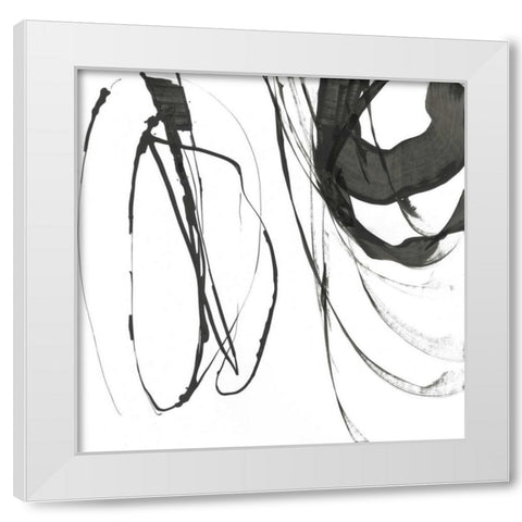Black Streaks I White Modern Wood Framed Art Print by PI Studio