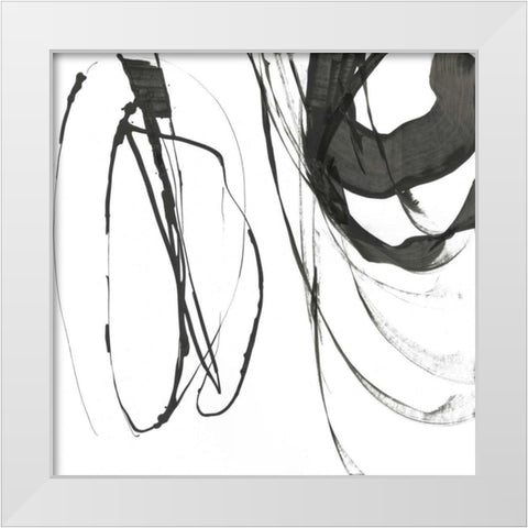 Black Streaks I White Modern Wood Framed Art Print by PI Studio