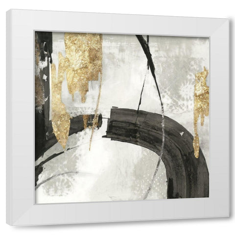 Black Ink I Gold Version White Modern Wood Framed Art Print by PI Studio