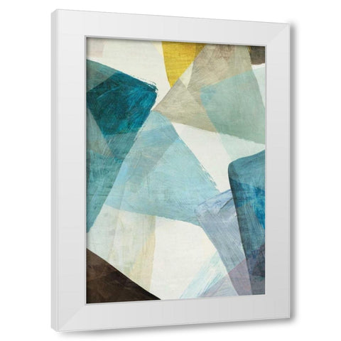 Blue Geometric I White Modern Wood Framed Art Print by PI Studio