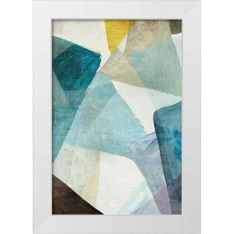 Blue Geometric I White Modern Wood Framed Art Print by PI Studio