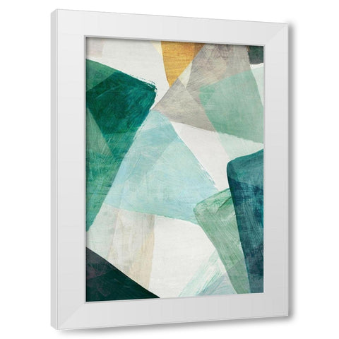 Blue Geometric I Mint Version  White Modern Wood Framed Art Print by PI Studio