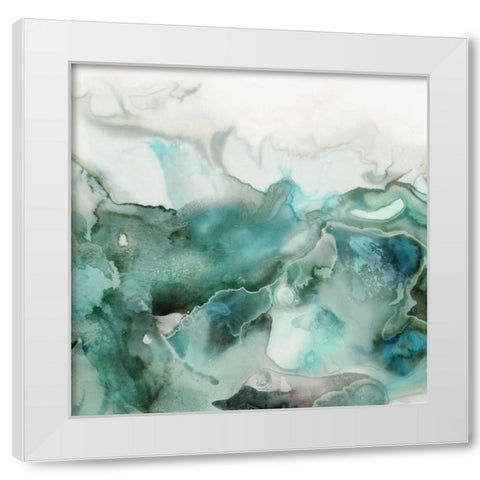 Mint Bubbles I White Modern Wood Framed Art Print by PI Studio
