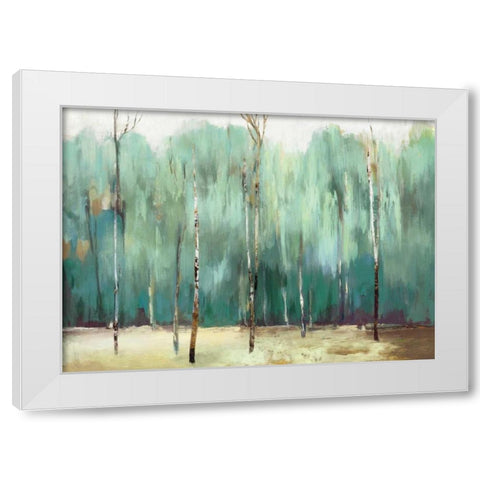 Teal Forest White Modern Wood Framed Art Print by PI Studio