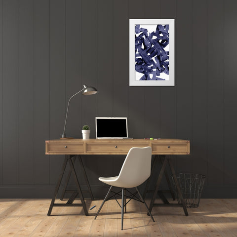 Indigo Light White Modern Wood Framed Art Print by PI Studio