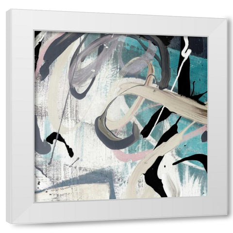 Tangled I Teal Version White Modern Wood Framed Art Print by PI Studio