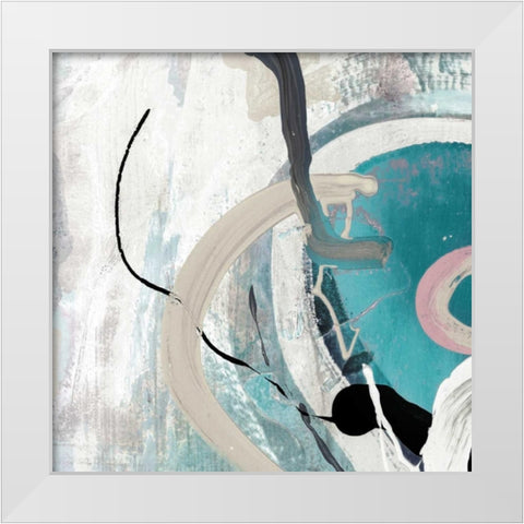 Tangled II Teal Version White Modern Wood Framed Art Print by PI Studio