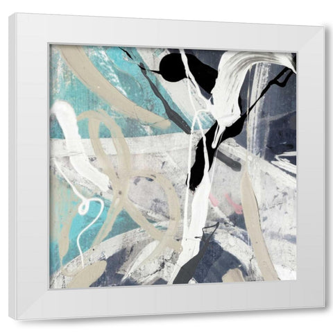 Tangled IV Teal Version White Modern Wood Framed Art Print by PI Studio