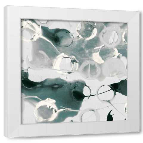 Teal Spatter I White Modern Wood Framed Art Print by PI Studio