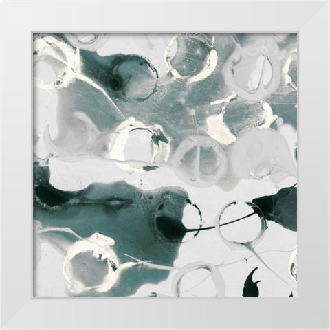 Teal Spatter I White Modern Wood Framed Art Print by PI Studio