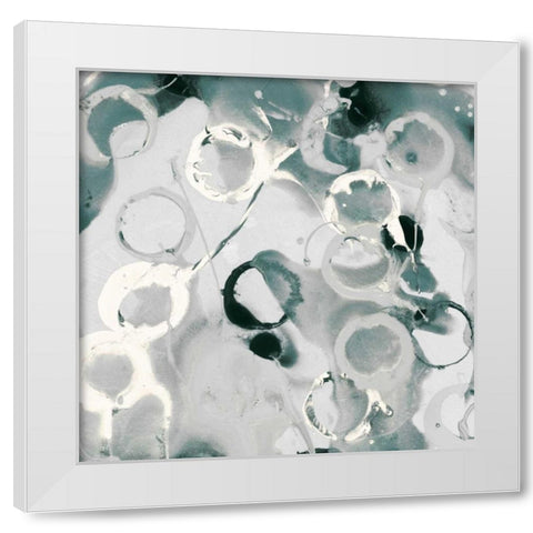 Teal Spatter II White Modern Wood Framed Art Print by PI Studio