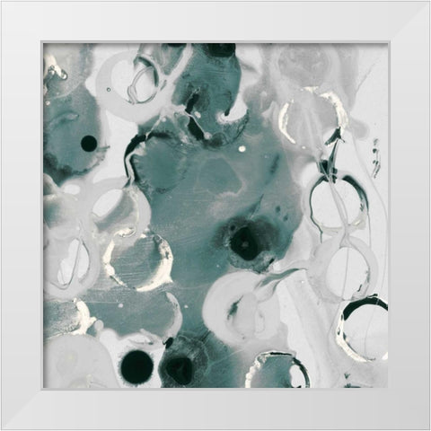 Teal Spatter IV White Modern Wood Framed Art Print by PI Studio
