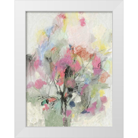 Pastel Floral I White Modern Wood Framed Art Print by PI Studio