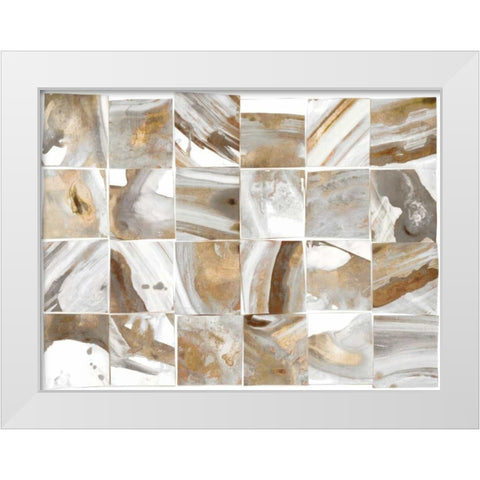 Marbled Tiles White Modern Wood Framed Art Print by PI Studio