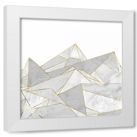 Marbled Geo Mountains I White Modern Wood Framed Art Print by PI Studio