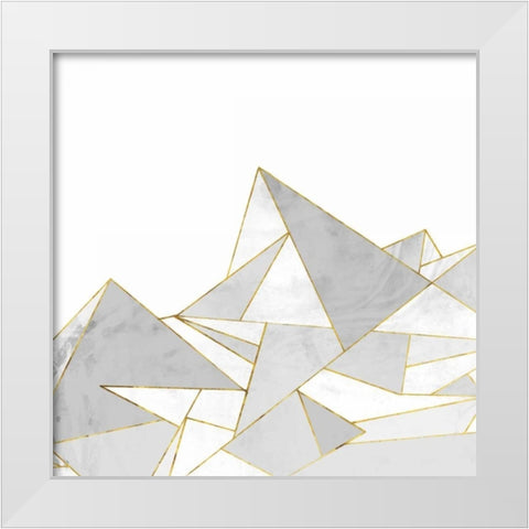 Marbled Geo Mountains II White Modern Wood Framed Art Print by PI Studio