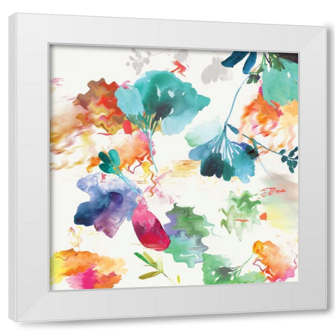 Glitchy Floral I White Modern Wood Framed Art Print by PI Studio