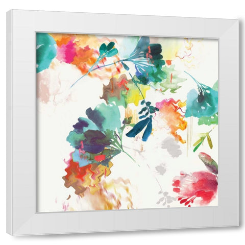 Glitchy Floral II White Modern Wood Framed Art Print by PI Studio