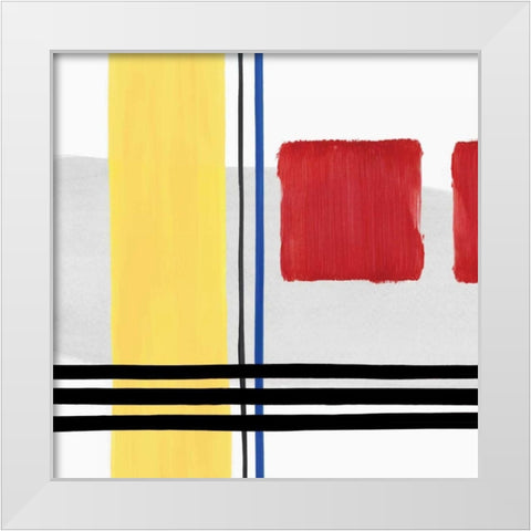 Lines I White Modern Wood Framed Art Print by PI Studio