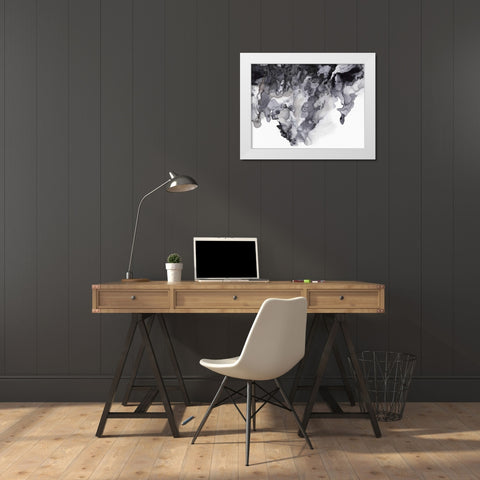 Black Drip White Modern Wood Framed Art Print by PI Studio