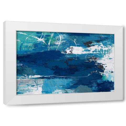 Blue Abstractions White Modern Wood Framed Art Print by PI Gallerie