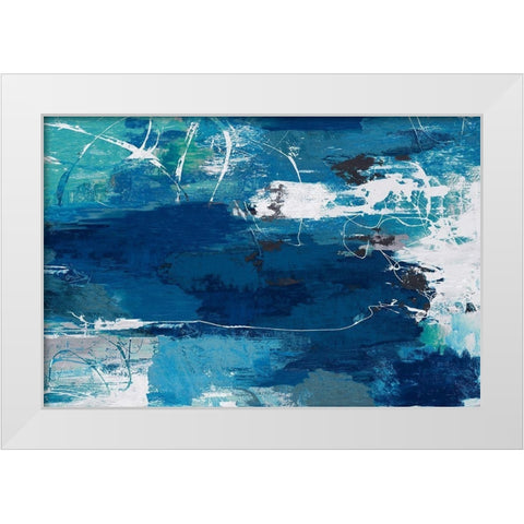 Blue Abstractions White Modern Wood Framed Art Print by PI Gallerie