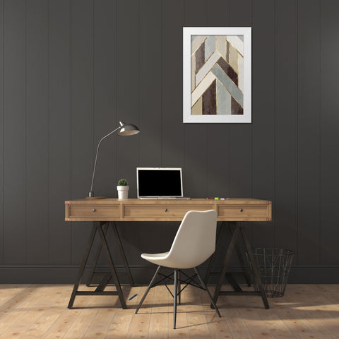 Golden Lines I White Modern Wood Framed Art Print by PI Studio