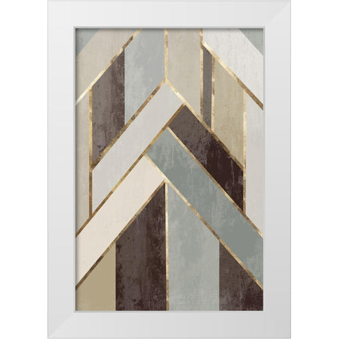 Golden Lines I White Modern Wood Framed Art Print by PI Studio