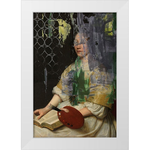 Lady in Yellow  White Modern Wood Framed Art Print by PI Studio