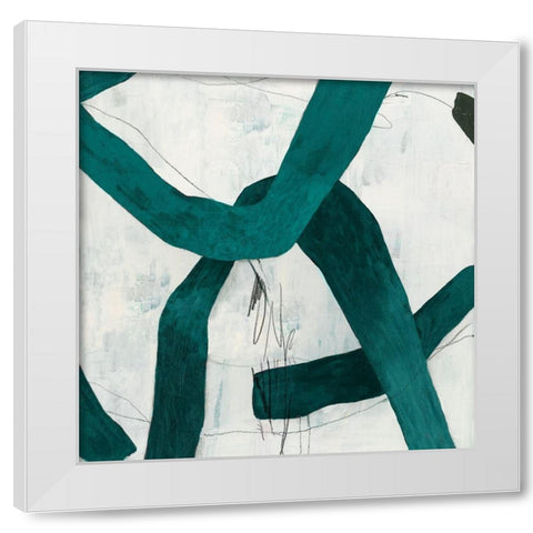 Green Bow II White Modern Wood Framed Art Print by PI Studio