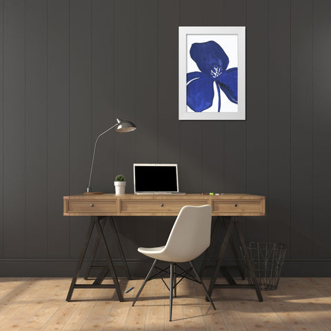 Indigo Petal II  White Modern Wood Framed Art Print by PI Studio