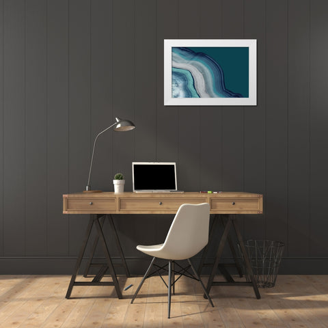 Agate Deep Blue Sea White Modern Wood Framed Art Print by PI Studio