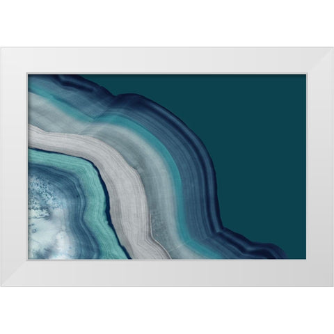 Agate Deep Blue Sea White Modern Wood Framed Art Print by PI Studio