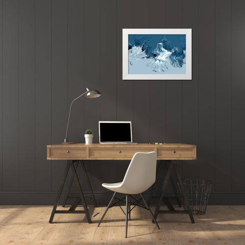Azure Marble I White Modern Wood Framed Art Print by PI Studio