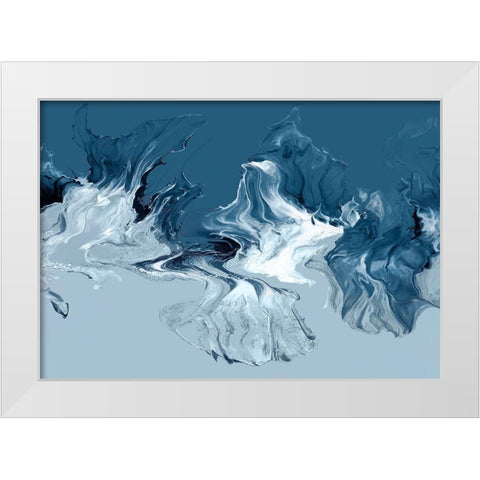 Azure Marble I White Modern Wood Framed Art Print by PI Studio