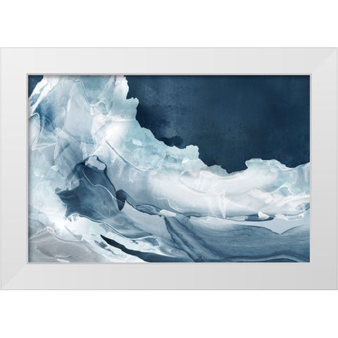 Wave of Blue Ice  White Modern Wood Framed Art Print by PI Studio