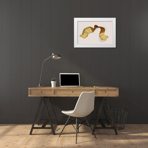 Golden Stroke  White Modern Wood Framed Art Print by PI Studio