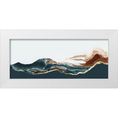 Waves of Blue  White Modern Wood Framed Art Print by PI Studio