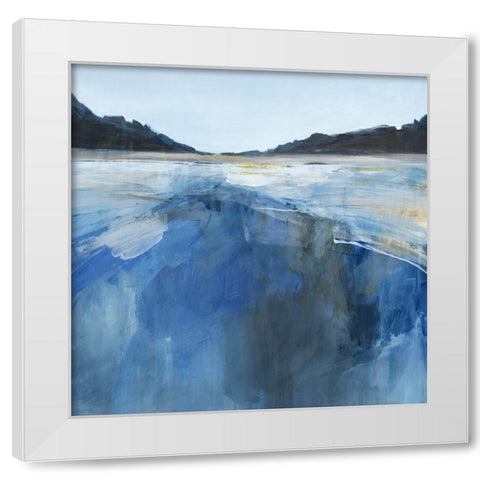 Blue Glacier Bay White Modern Wood Framed Art Print by PI Studio