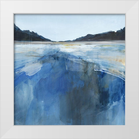 Blue Glacier Bay White Modern Wood Framed Art Print by PI Studio