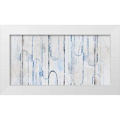Blue Paper Clips  White Modern Wood Framed Art Print by PI Studio