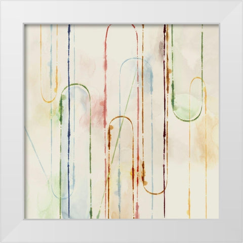 Rainbow Paper Clips I  White Modern Wood Framed Art Print by PI Studio