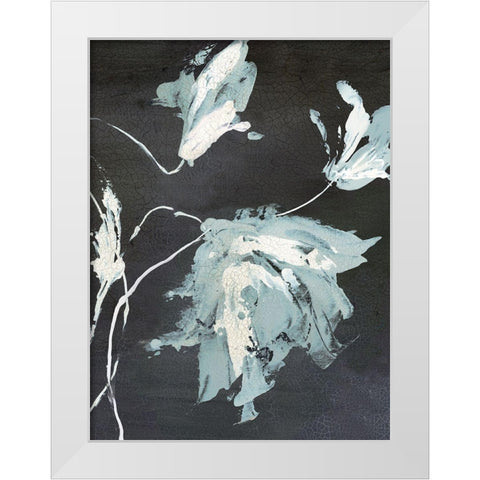 Blue Flora II White Modern Wood Framed Art Print by PI Studio