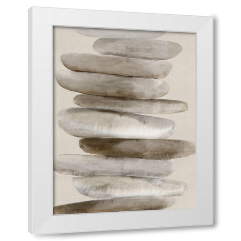 Stacked Rocks II White Modern Wood Framed Art Print by PI Studio