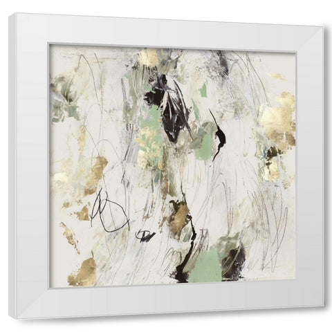 Golden Scratches White Modern Wood Framed Art Print by PI Studio