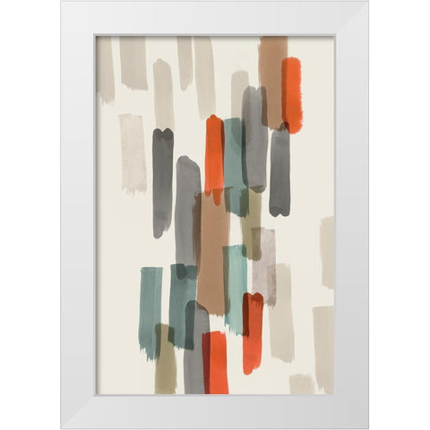 Colourful Brush Strokes I  White Modern Wood Framed Art Print by PI Studio