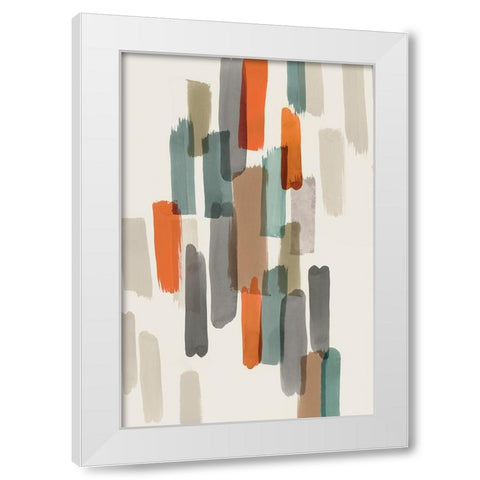 Colourful Brush Strokes II White Modern Wood Framed Art Print by PI Studio