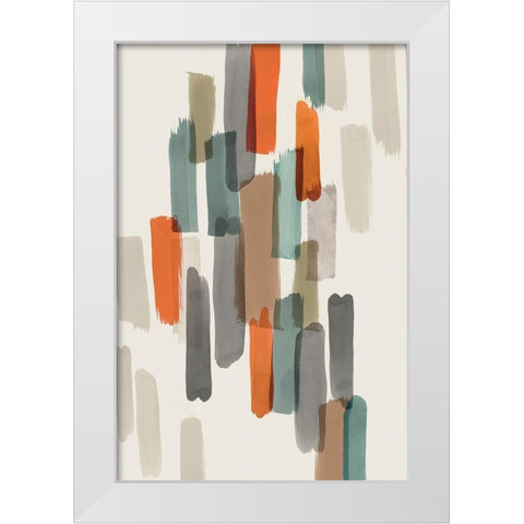Colourful Brush Strokes II White Modern Wood Framed Art Print by PI Studio