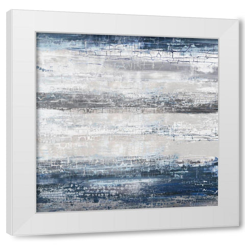 Navy Stripes II White Modern Wood Framed Art Print by PI Studio