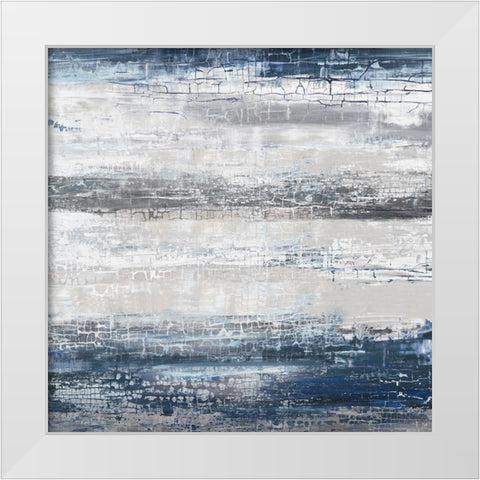 Navy Stripes II White Modern Wood Framed Art Print by PI Studio